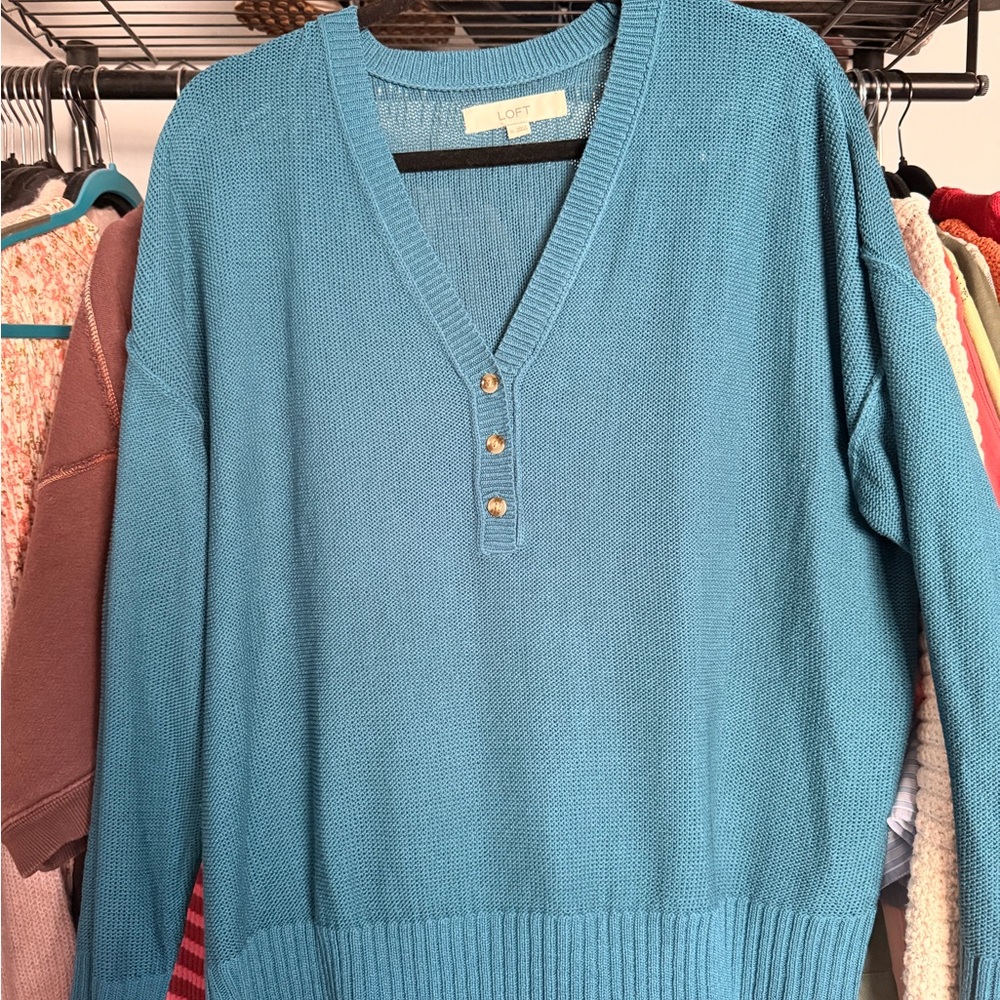 LOFT Women’s Teal V-Neck Sweater